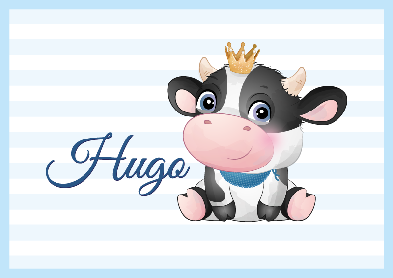 Tapis vinyle chambre bébé vache bébé avec nom - TenStickers
