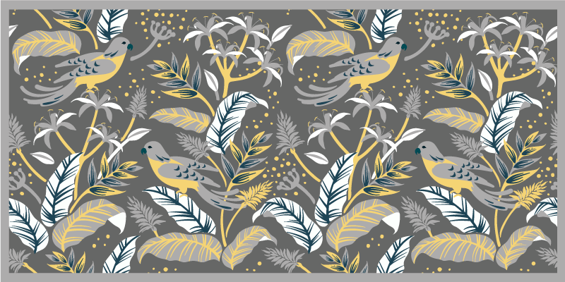 Tapis vinyle fleurs et plantes imprimé de verdure tropicale - TenStickers