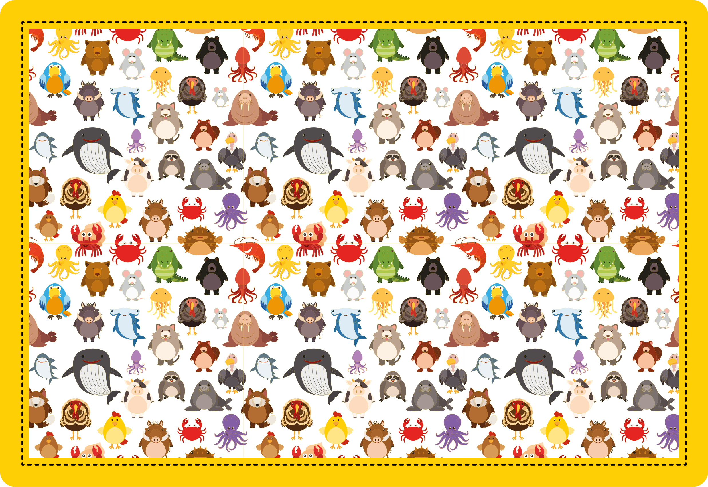 Tapis vinyle animal personnages animaux mignons - TenStickers