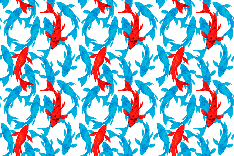 Tapis vinyle salle de bain poissons koi colorés - TenStickers