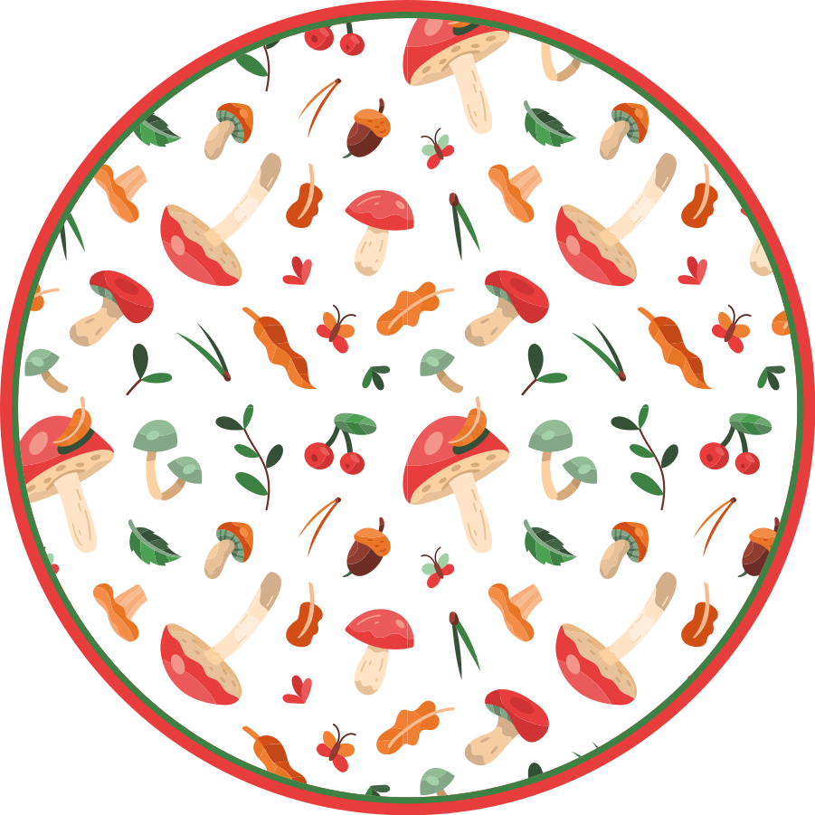 Tapis vinyle fleurs et plantes motif floral de champignon - TenStickers