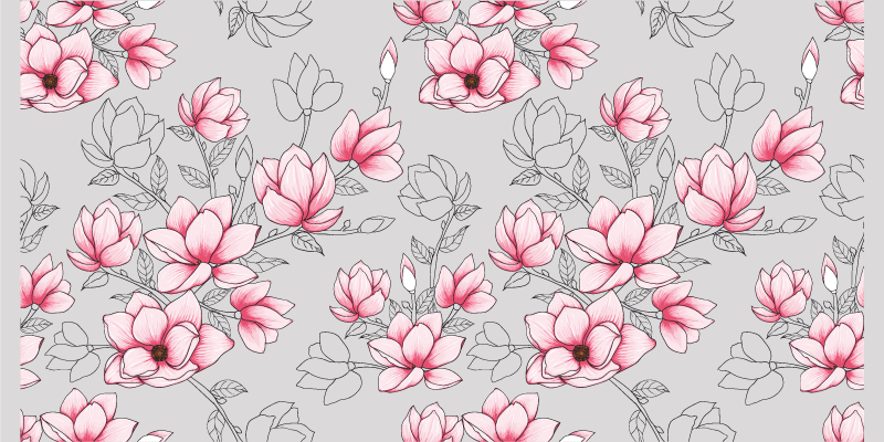 Tapis vinyle fleurs et plantes motif de fleur rose - TenStickers
