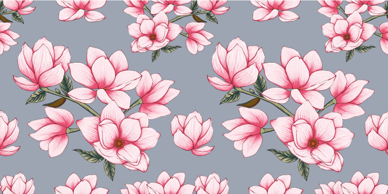 Tapis vinyle salon fleurs délicates - TenStickers