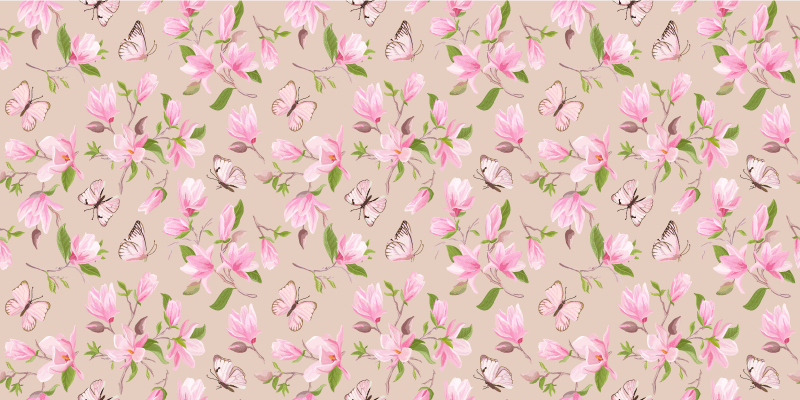 Tapis vinyle fleurs et plantes thème papillon en fleurs - TenStickers