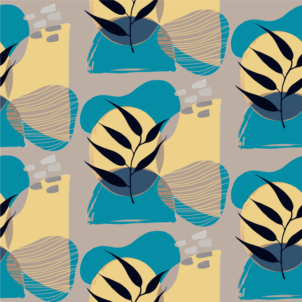 Tapis vinyle fleurs et plantes motif botanique abstrait - TenStickers