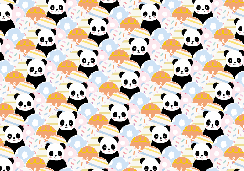 Tapis vinyle chambre bébé motif coloré de pandas - TenStickers