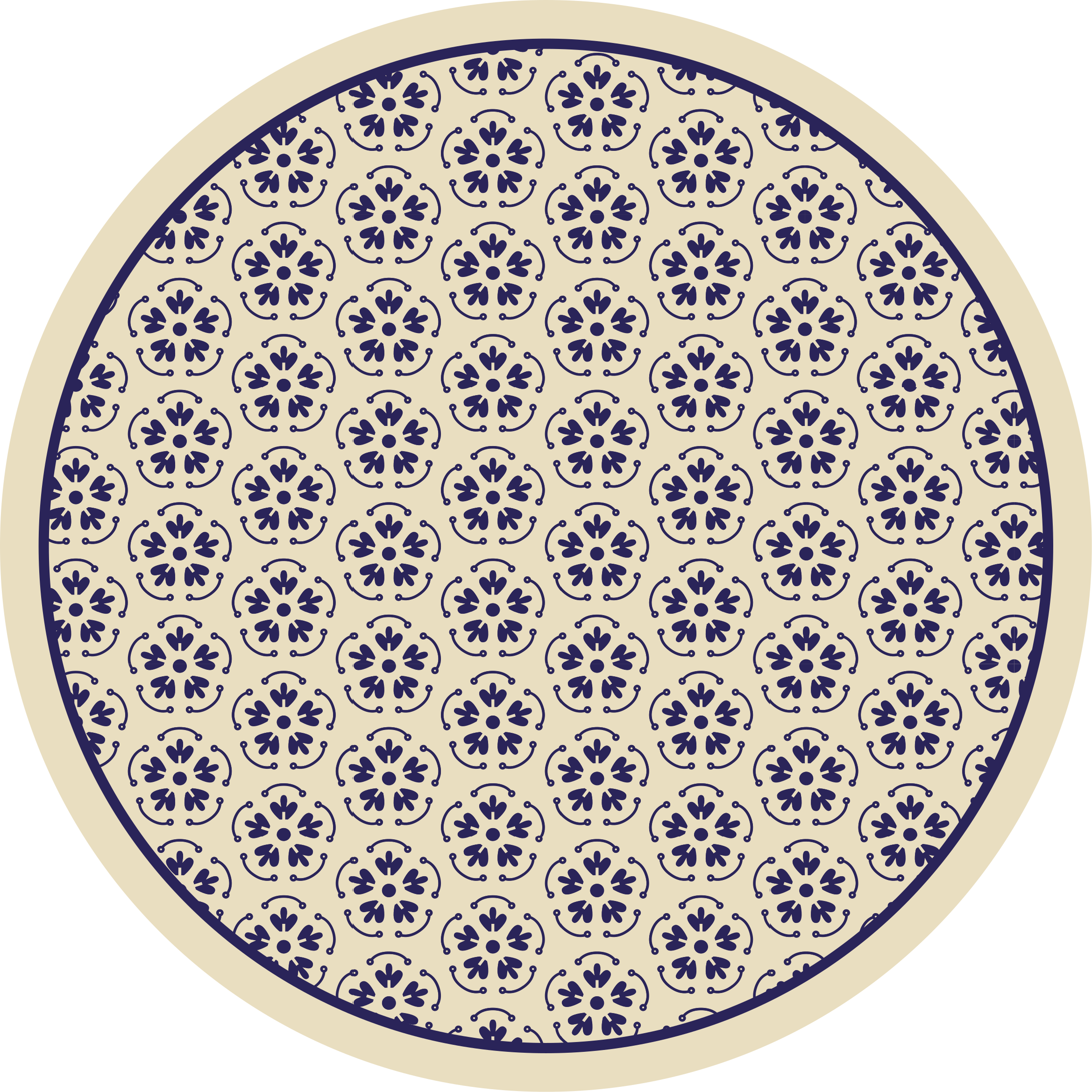 Tapis vinyle fleurs et plantes motif de mosaïque circulaire - TenStickers