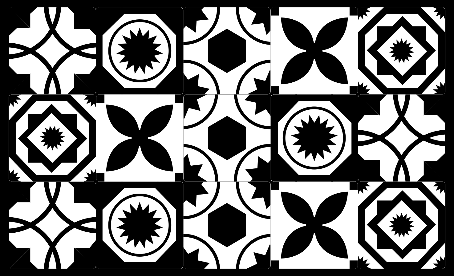 Tapis vinyle carreaux de ciment motifs contrastés  - TenStickers
