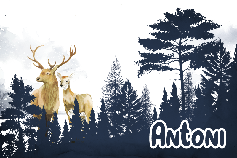 Tapis vinyle personnalisé silhouette de la faune forestière - TenStickers