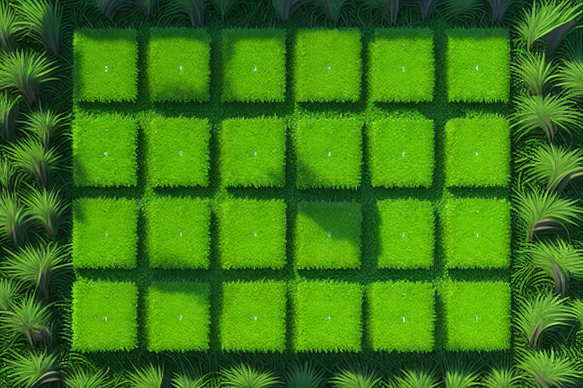 Tapis en vinyle cube d'herbes pixelisé - TenStickers