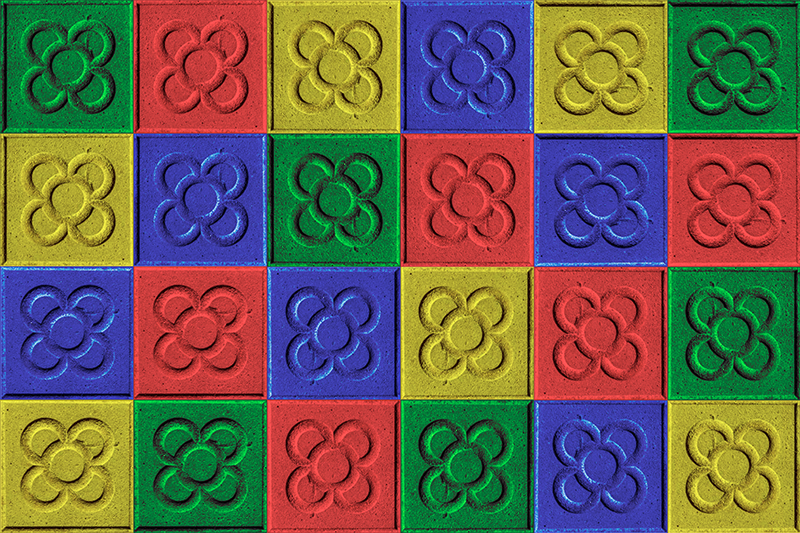 Tapis vinyle salon carreaux couleurs pop art - TenStickers