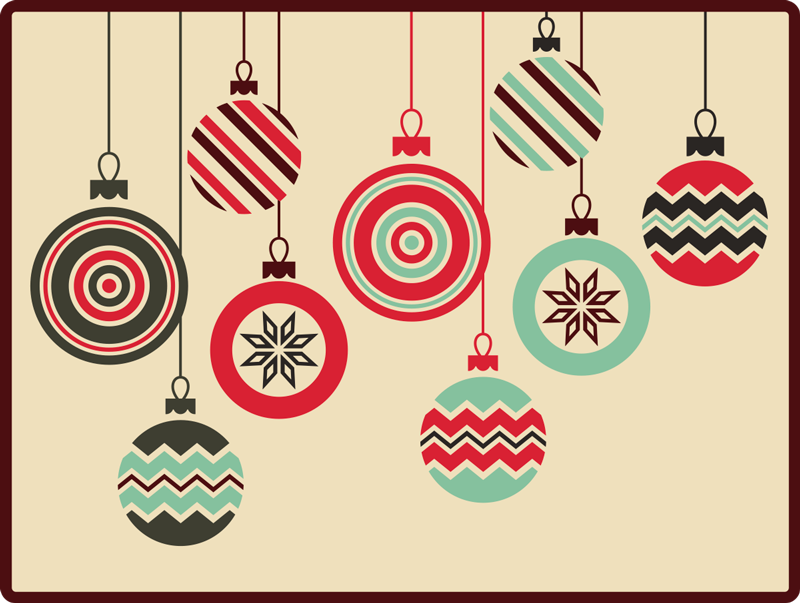 Tapis vinyle entrée Noël boules suspendues - TenStickers