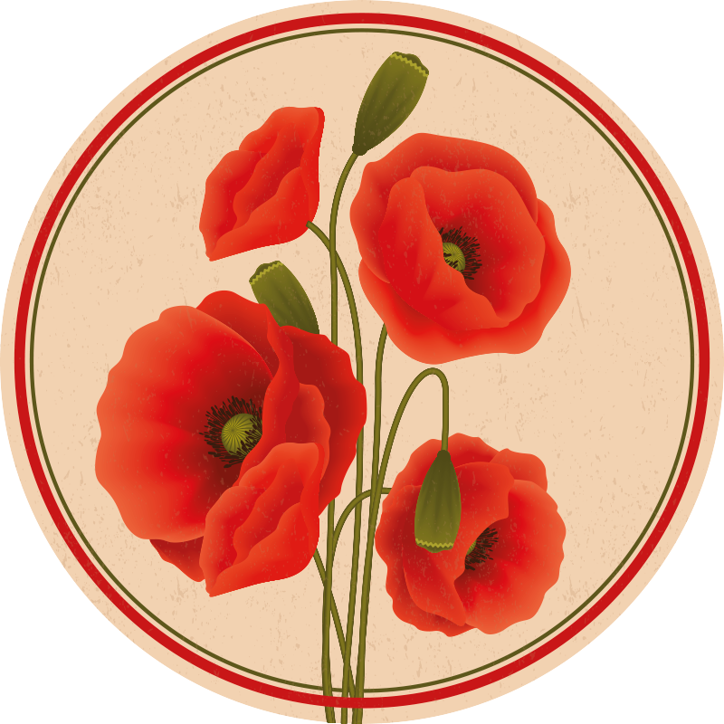 Tapis vinyle fleurs rouges coquelicots - TenStickers