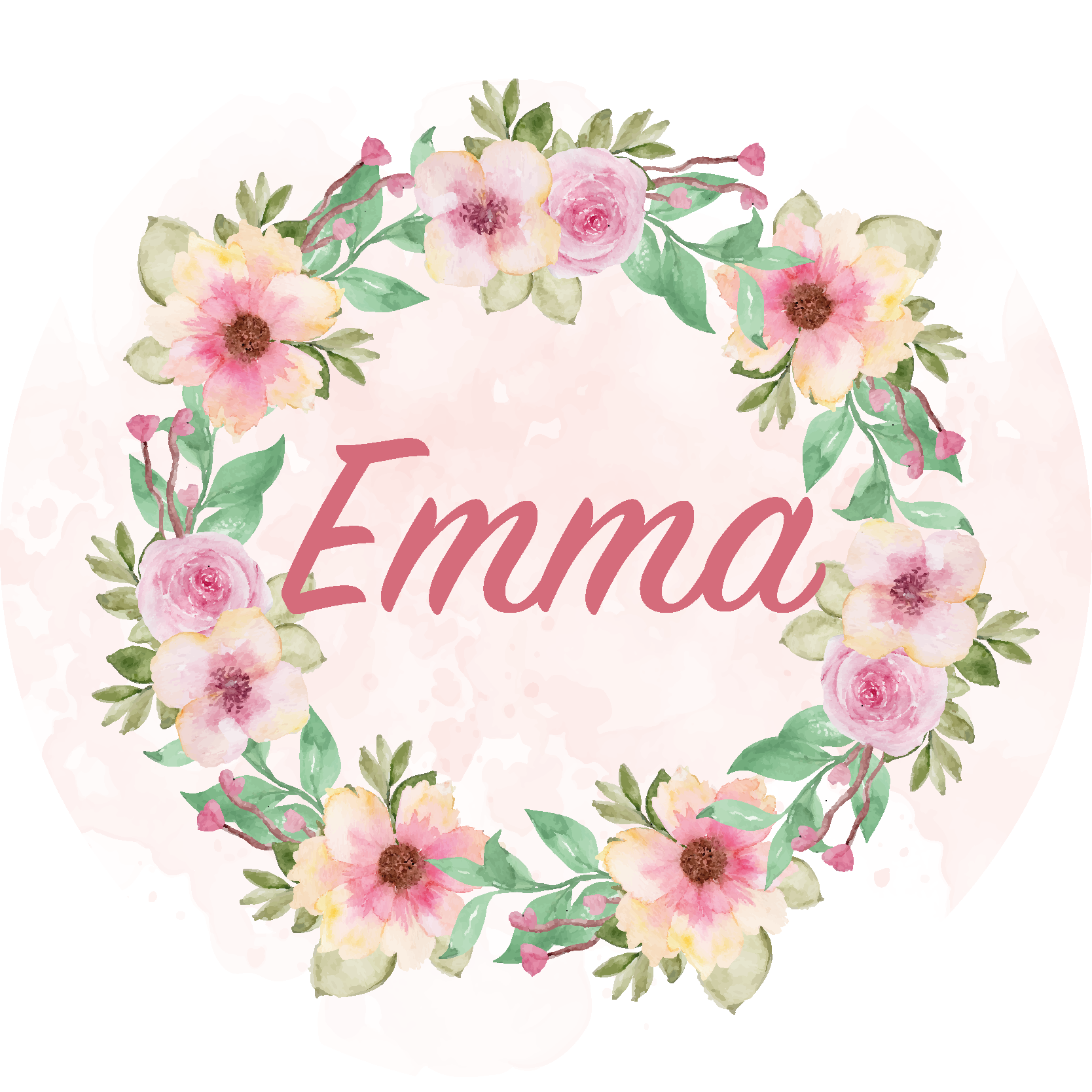 Tapis vinyle avec nom couronne de fleurs - TenStickers