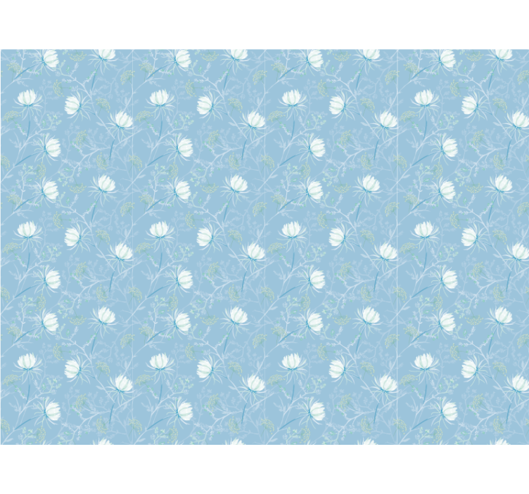 Papier peint floral fond à motif bleu - TenStickers