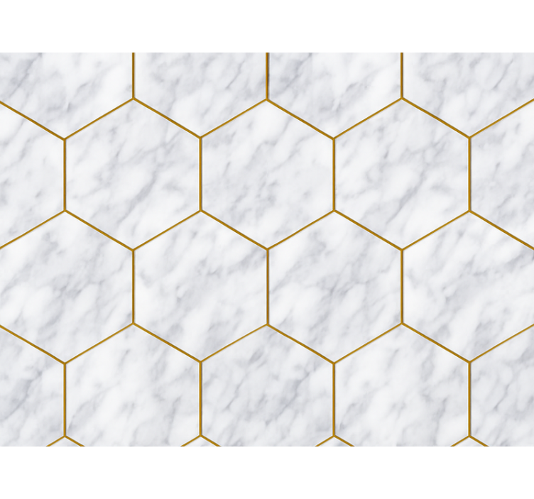 Papier peint salon carrelage en marbre hexagonal - TenStickers