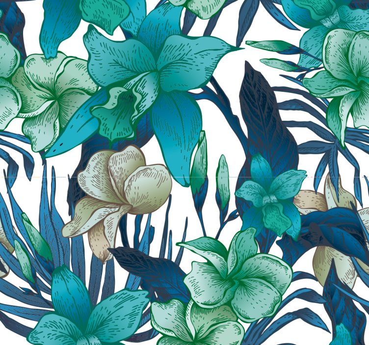Papier peint tropical avec des feuilles - TenStickers