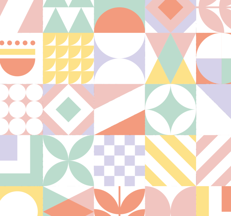 Papier peint salle de bain effet carrelage original - TenStickers