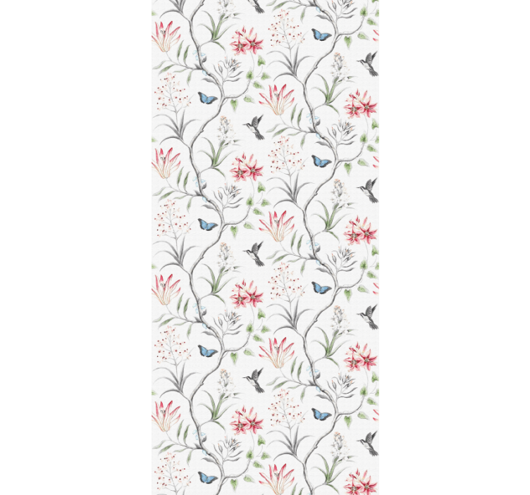 Papier peint fleuri motif d'oiseau floral - TenStickers