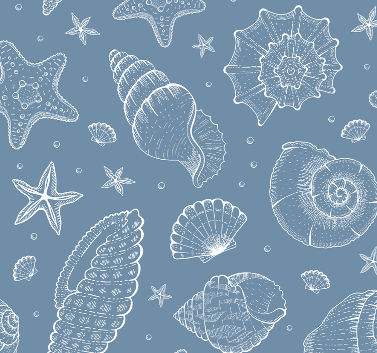 Papier peint poissons motifs de coquillages - TenStickers
