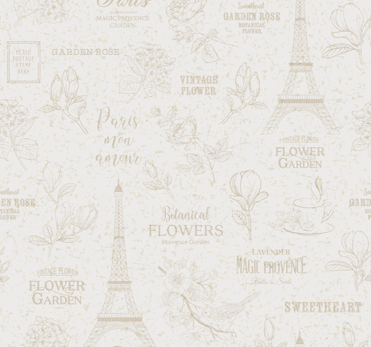 Papier peint ornemental croquis floral de paris - TenStickers