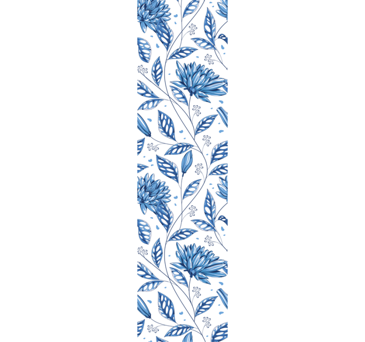 Papier peint floral motif botanique bleu - TenStickers