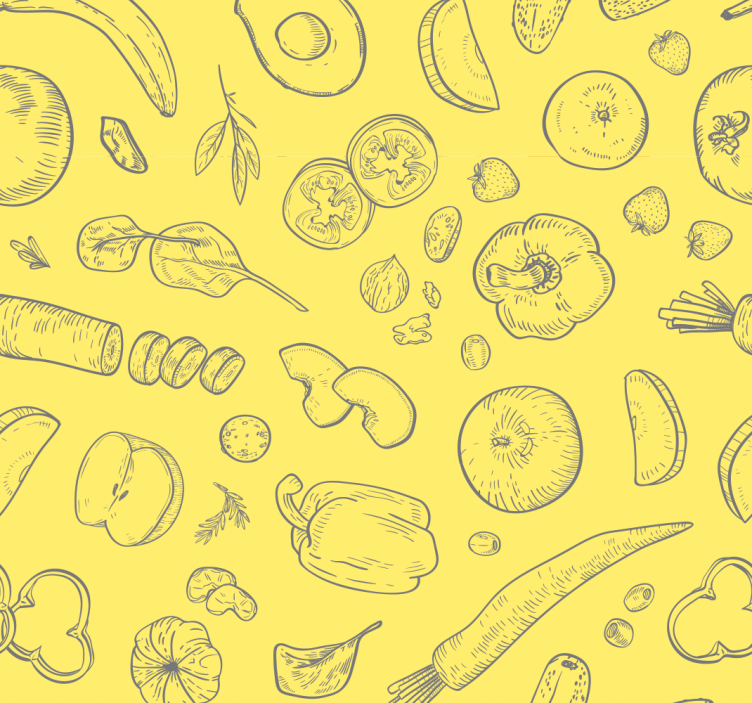 Papier peint cuisine croquis fructueux - TenStickers