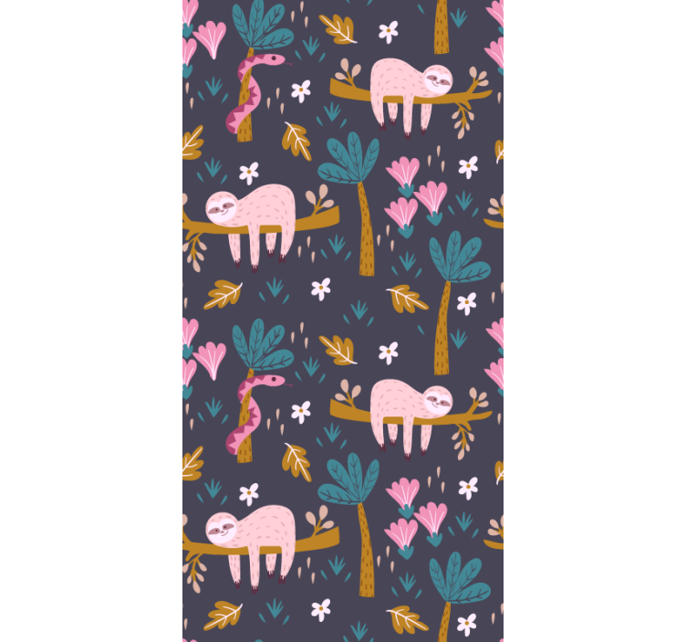 Papier peint animaux paresseux roses - TenStickers