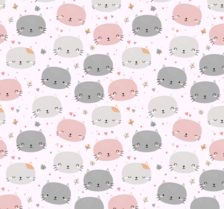 Papier peint chambre Adorables chatons gris et roses - TenStickers