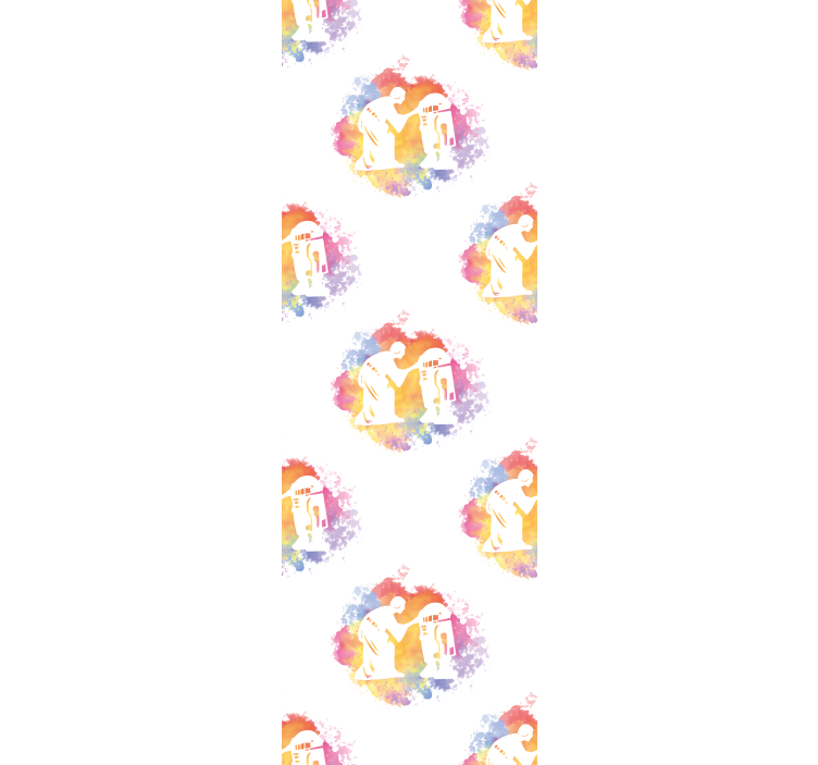 Papier peint art silhouette de couple abstrait - TenStickers