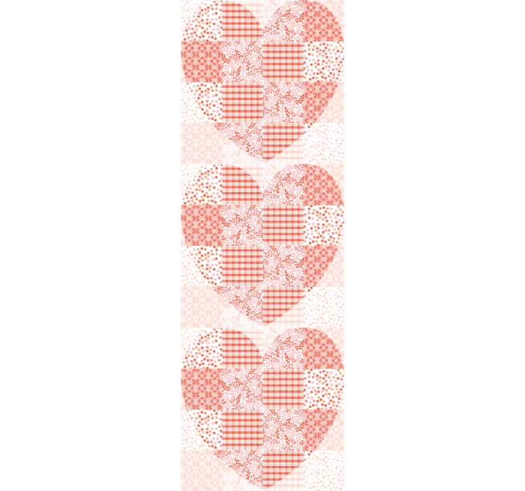 Papier peint fleuri motif patchwork coeur - TenStickers
