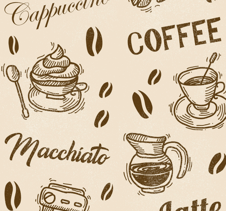 Papier peint cuisine dessins et mots de café - TenStickers