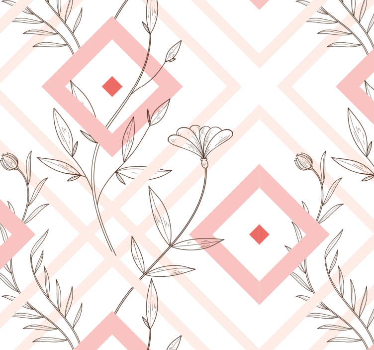 Papier peint salon formes de diamants floraux - TenStickers