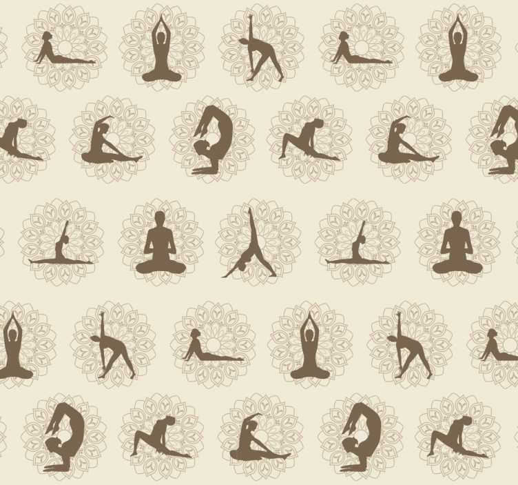 Papier peint beige icônes de yoga marron - TenStickers