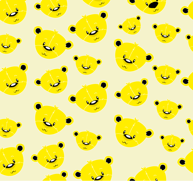 Papier peint jaune motif d'ours mignon - TenStickers