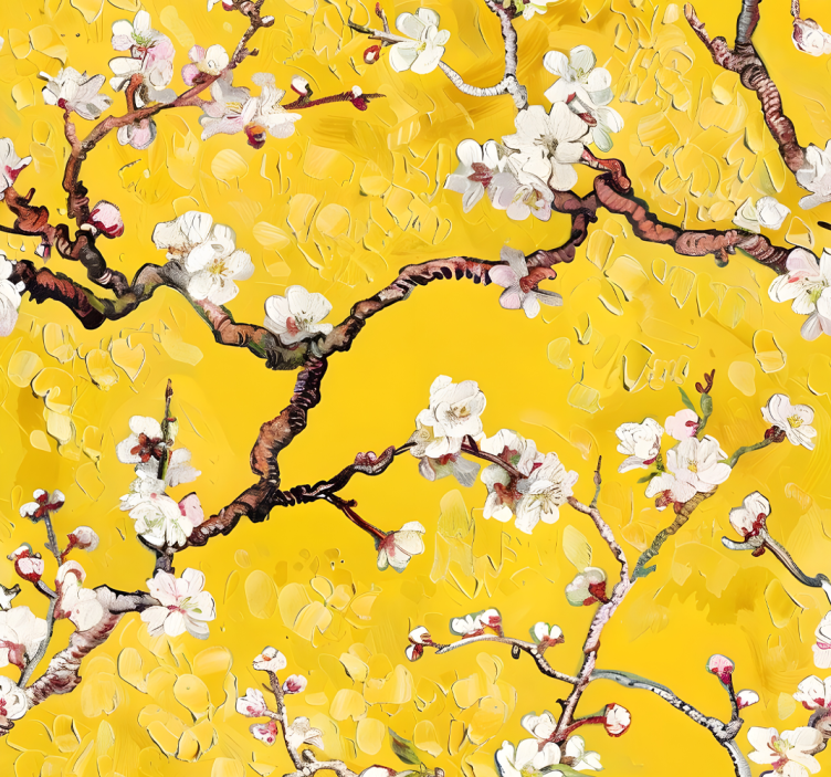 Papier peint jaune motif floral de printemps - TenStickers