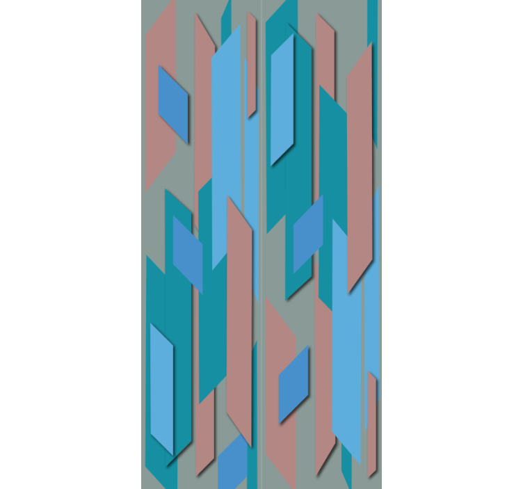 Papier peint salon formes abstraites bleues et roses - TenStickers