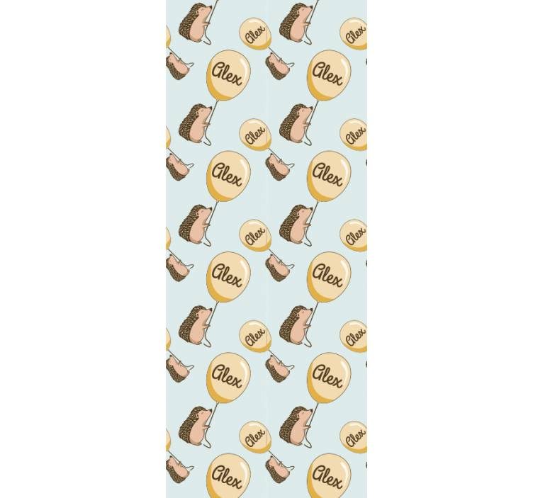 Papier peint chambre enfant hérissons avec ballons et nom - TenStickers