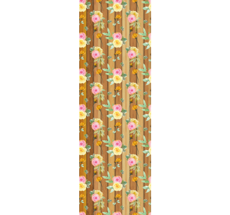 Papier peint floral rayures fleuries - TenStickers