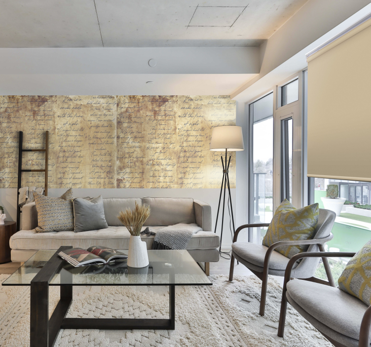 Papier peint beige arte poèmes d'amour - TenStickers