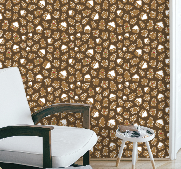 Papier peint de Noël modèles de pain d'épice - TenStickers