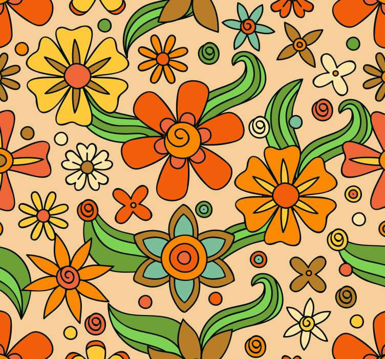 Papier peint floral répétition florale vintage - TenStickers