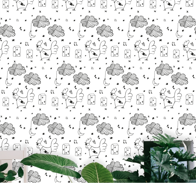 Papier peint animaux modèle de dessin animé de coq - TenStickers