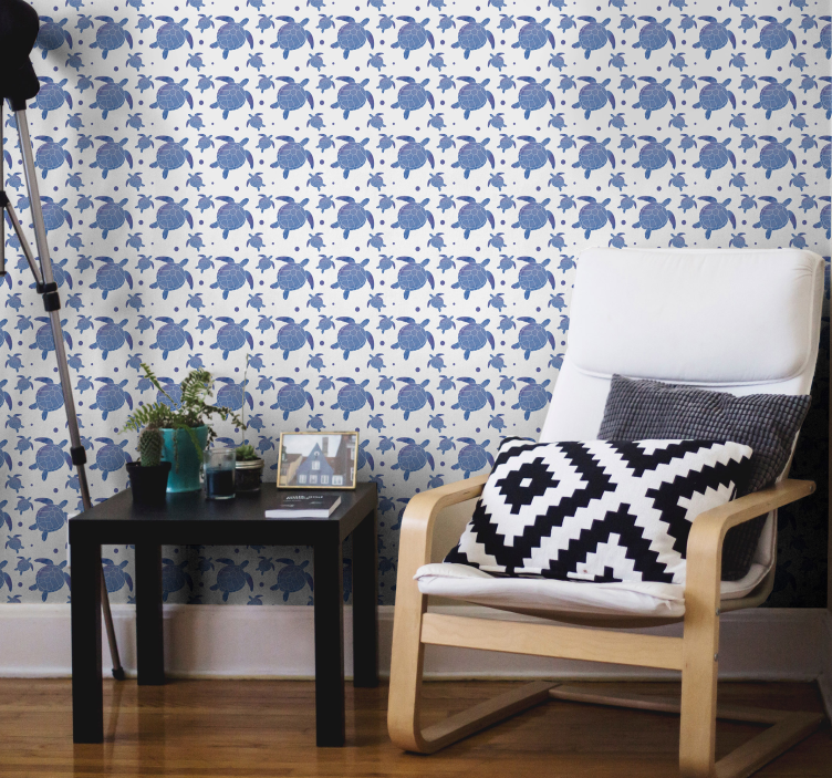 Papier peint animaux motif de tortues bleues - TenStickers