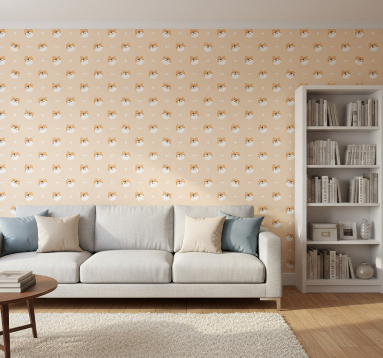 Papier peint animaux tête de chien mignonne dessin animé - TenStickers