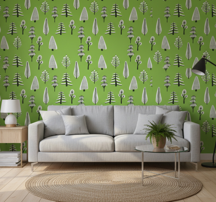 Papier peint arbres différents arbres verts - TenStickers