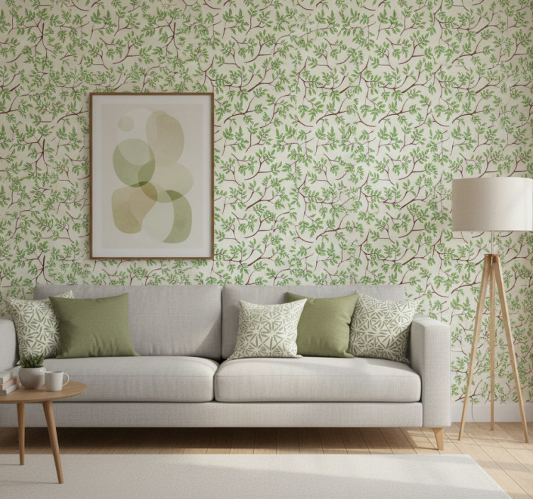 Papier peint arbres motif de branches fines - TenStickers