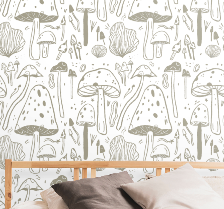 Papier peint art illustrations de champignons - TenStickers