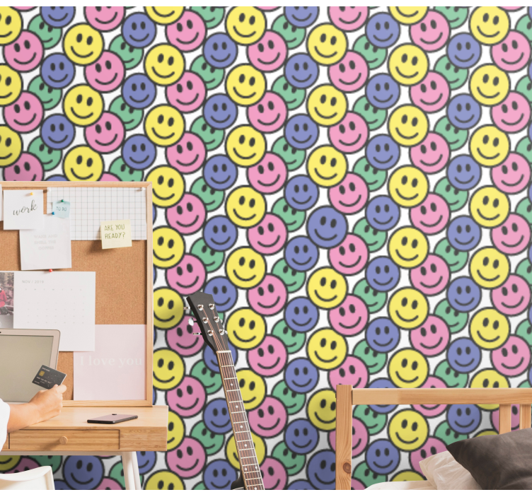 Papier peint art motif smiley - TenStickers
