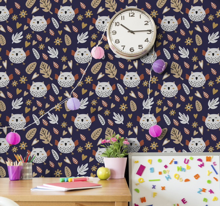 Papier peint oiseaux motif nature hibou - TenStickers
